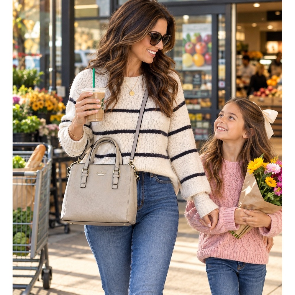 Kate Spade Jackson Street Hayley Pebbled Leather Crossbody Bag Beige Medium